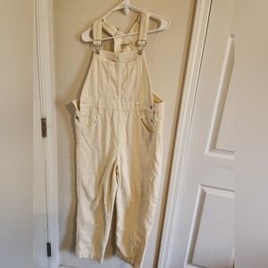 Madewell Cream Corduroy Pant Overalls Jumpsuit Size Large